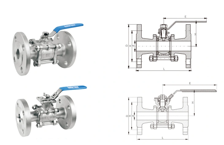 3pc Flange Ball Valve With Mounting Pad